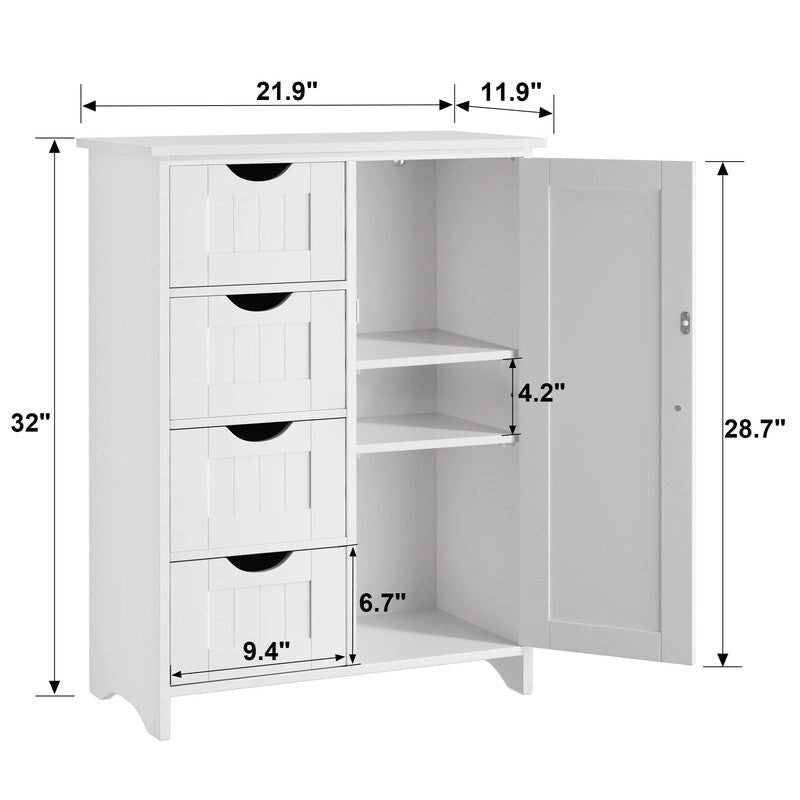 Bathroom Storage Cabinet - 11.9D x 21.9W x 32H