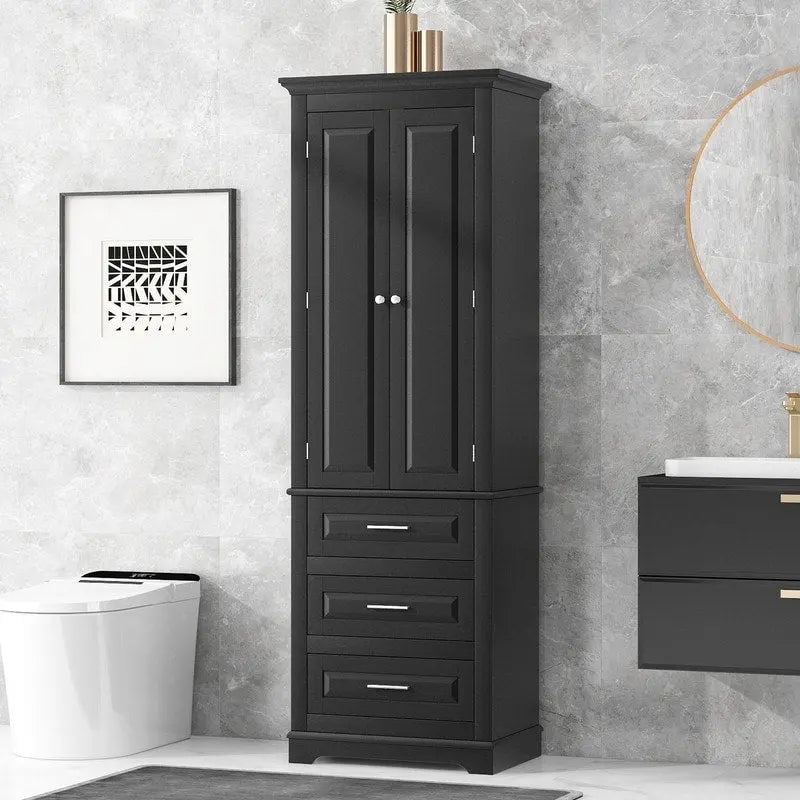 Tall Storage Cabinet with Three Drawers for Bathroom/Office