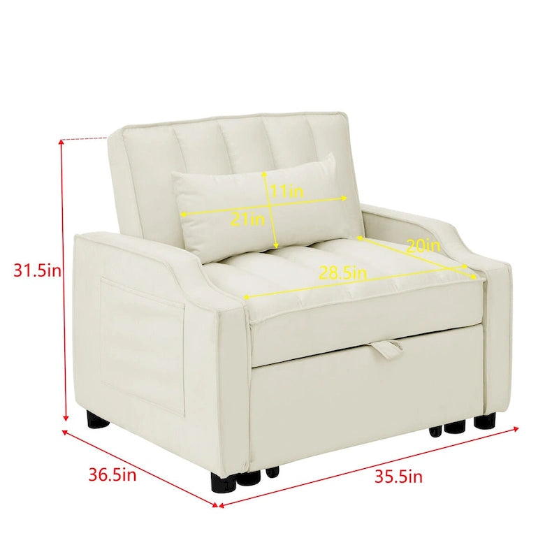 Velvet Pull Out Armchair