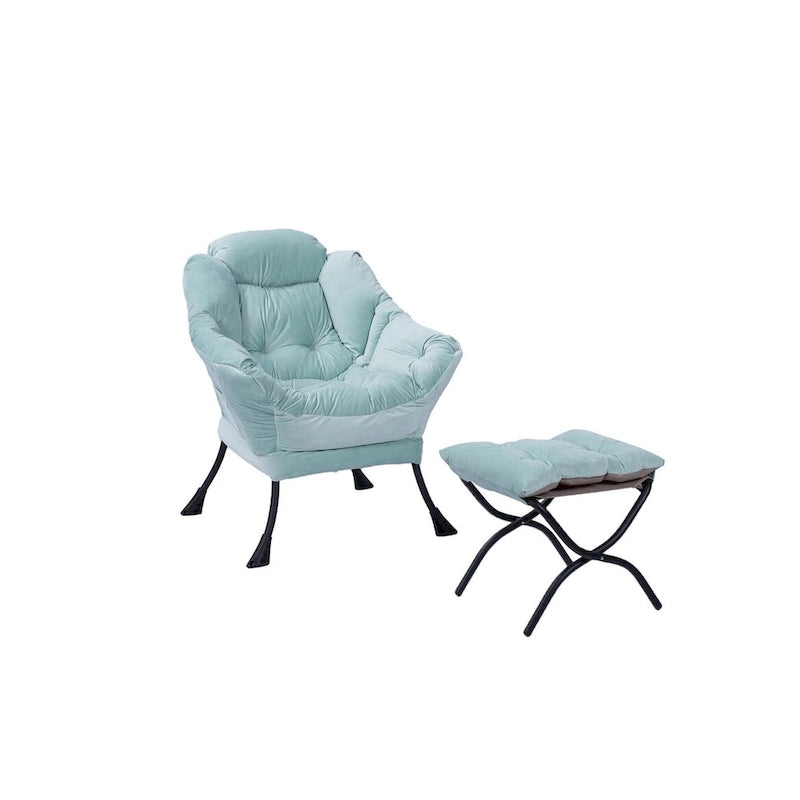 Accent Contemporary Lounge Chair, Single Steel Frame Sofa Chair with Armrests and A Side Pocket,with ottoman,with footrest
