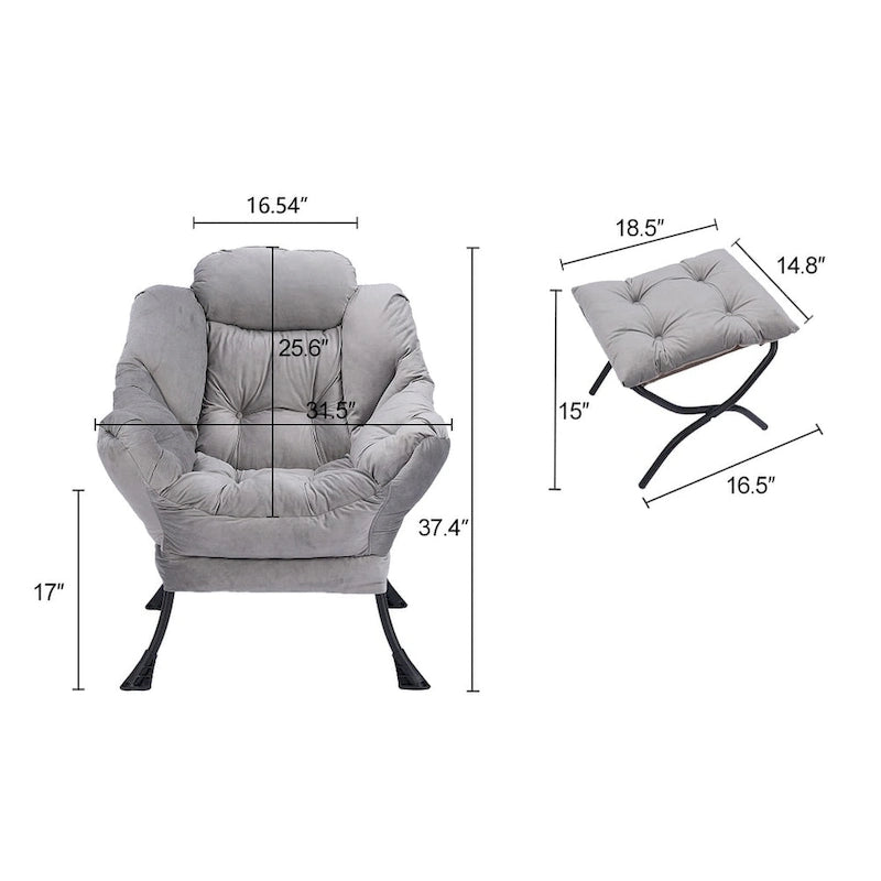 Accent Contemporary Lounge Chair, Single Steel Frame Sofa Chair with Armrests and A Side Pocket,with ottoman,with footrest