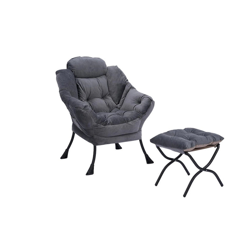 Accent Contemporary Lounge Chair, Single Steel Frame Sofa Chair with Armrests and A Side Pocket,with ottoman,with footrest