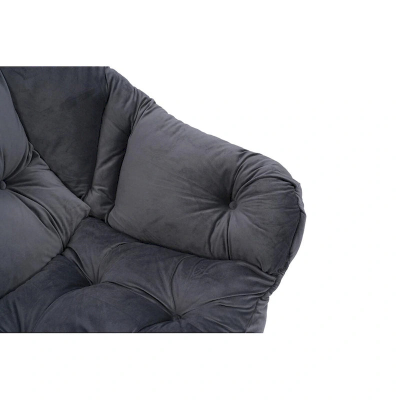 Accent Contemporary Lounge Chair, Single Steel Frame Sofa Chair with Armrests and A Side Pocket,with ottoman,with footrest