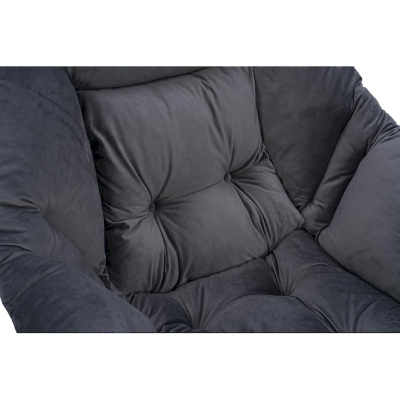 Accent Contemporary Lounge Chair, Single Steel Frame Sofa Chair with Armrests and A Side Pocket,with ottoman,with footrest