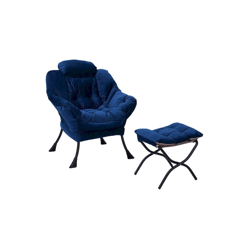 Accent Contemporary Lounge Chair, Single Steel Frame Sofa Chair with Armrests and A Side Pocket,with ottoman,with footrest