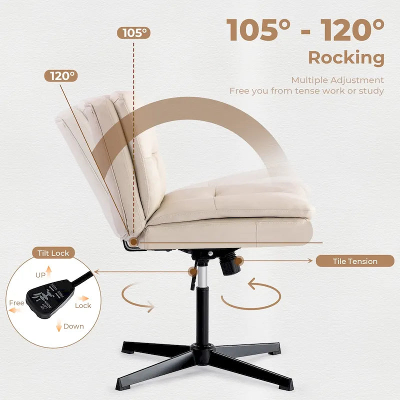 Armless Home Office Desk Chair Vanity Chair No Wheels