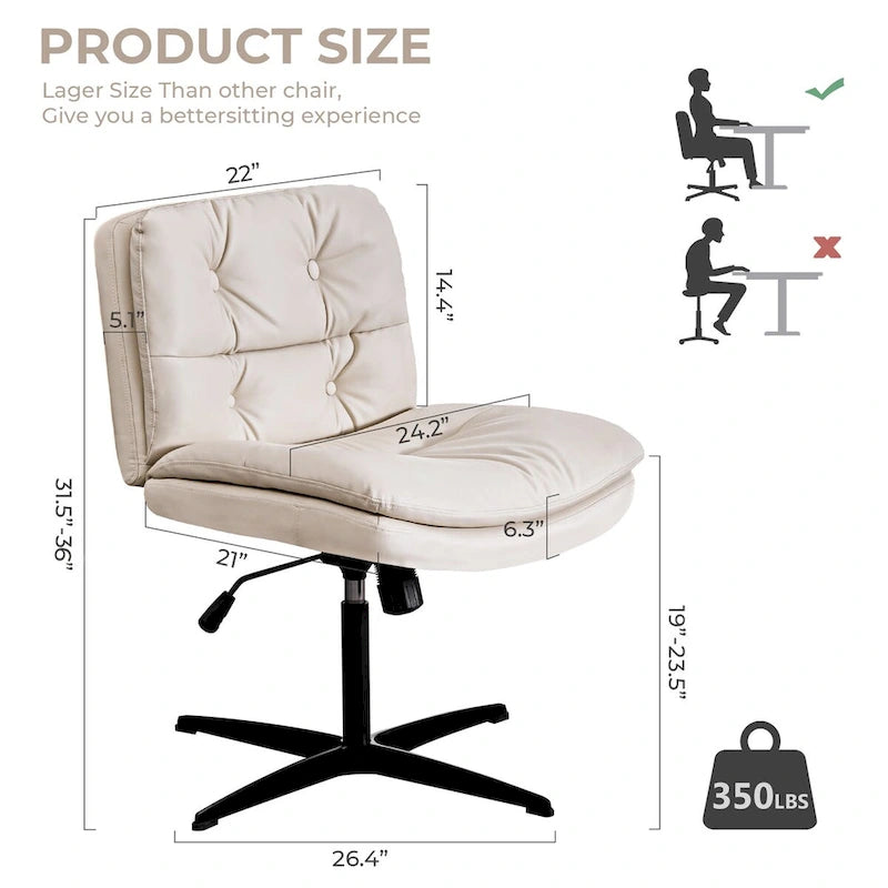 Armless Home Office Desk Chair Vanity Chair No Wheels