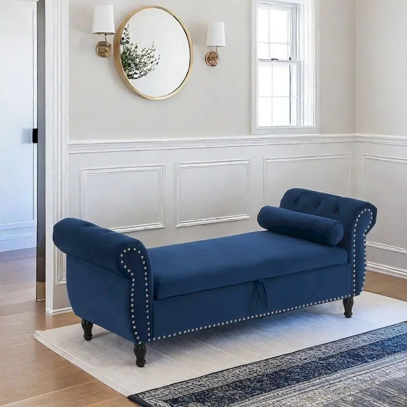 Xanthia Traditional Velvet Multifuntional Storage Ottoman Bench with Pillow by Christopher Knight Home