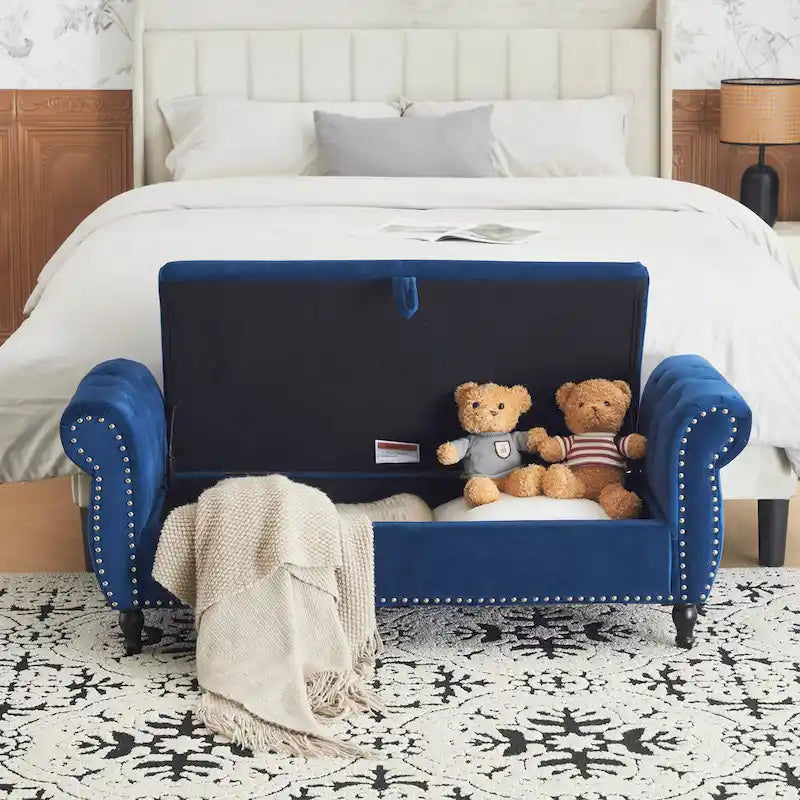 Xanthia Traditional Velvet Multifuntional Storage Ottoman Bench with Pillow by Christopher Knight Home