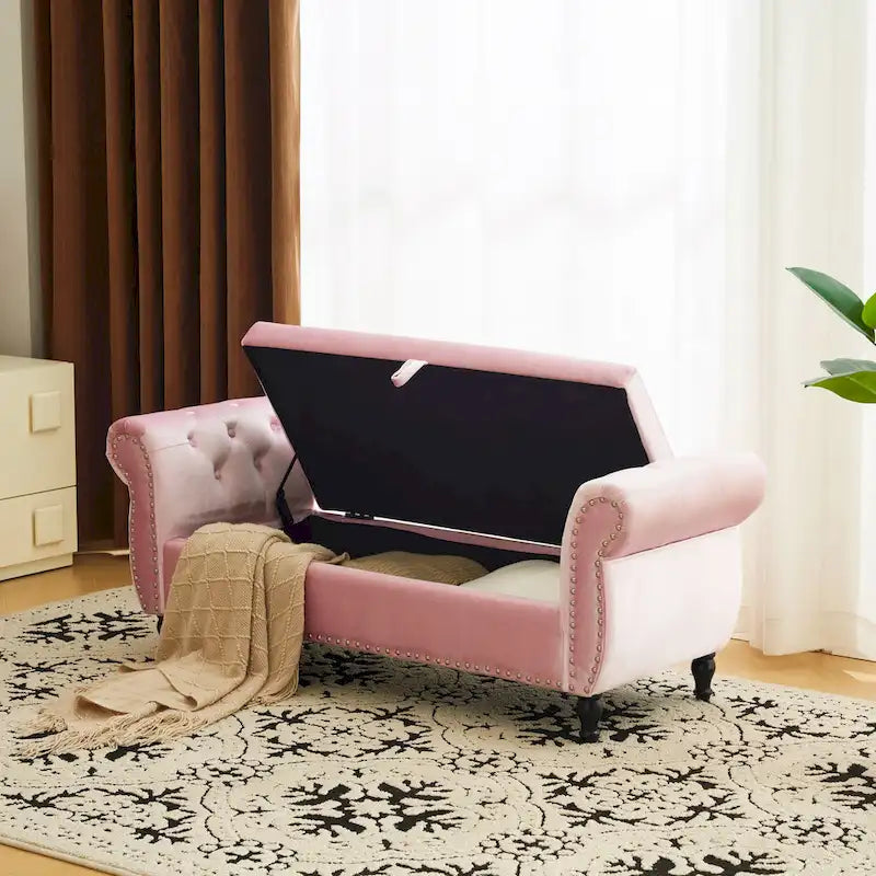 Xanthia Traditional Velvet Multifuntional Storage Ottoman Bench with Pillow by Christopher Knight Home