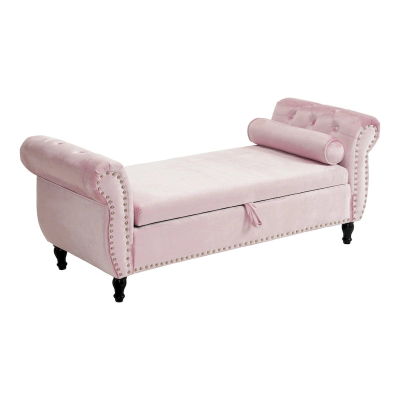 Xanthia Traditional Velvet Multifuntional Storage Ottoman Bench with Pillow by Christopher Knight Home