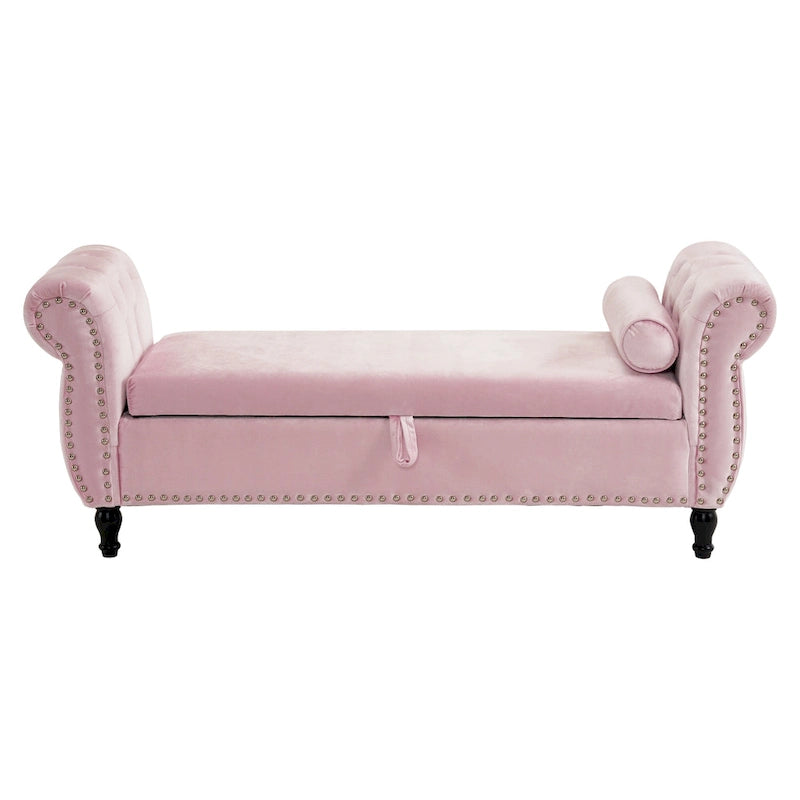 Xanthia Traditional Velvet Multifuntional Storage Ottoman Bench with Pillow by Christopher Knight Home