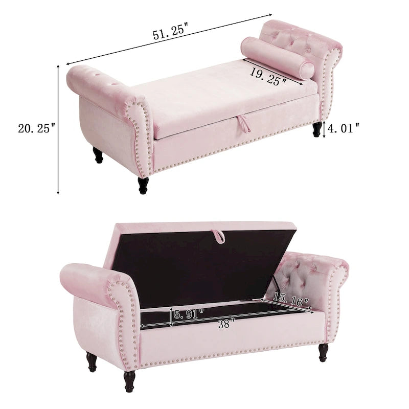 Xanthia Traditional Velvet Multifuntional Storage Ottoman Bench with Pillow by Christopher Knight Home