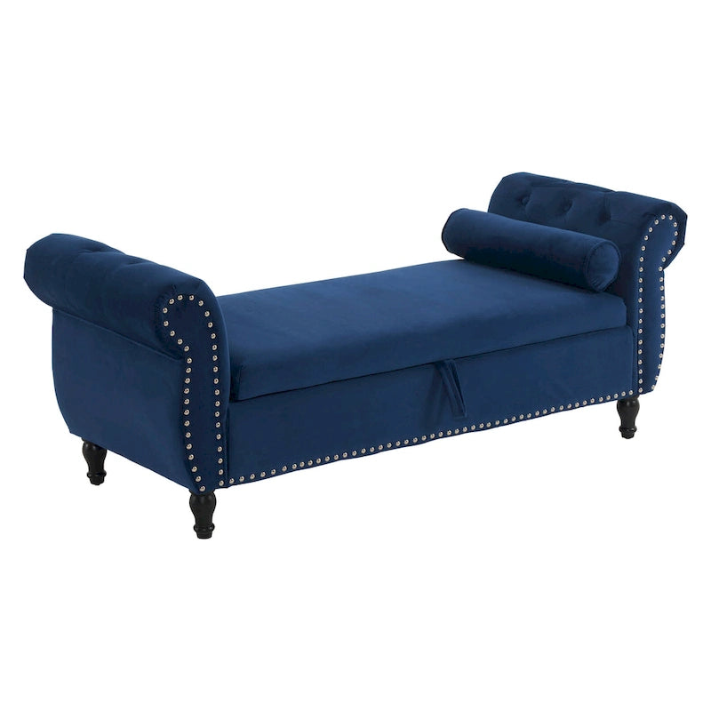 Xanthia Traditional Velvet Multifuntional Storage Ottoman Bench with Pillow by Christopher Knight Home