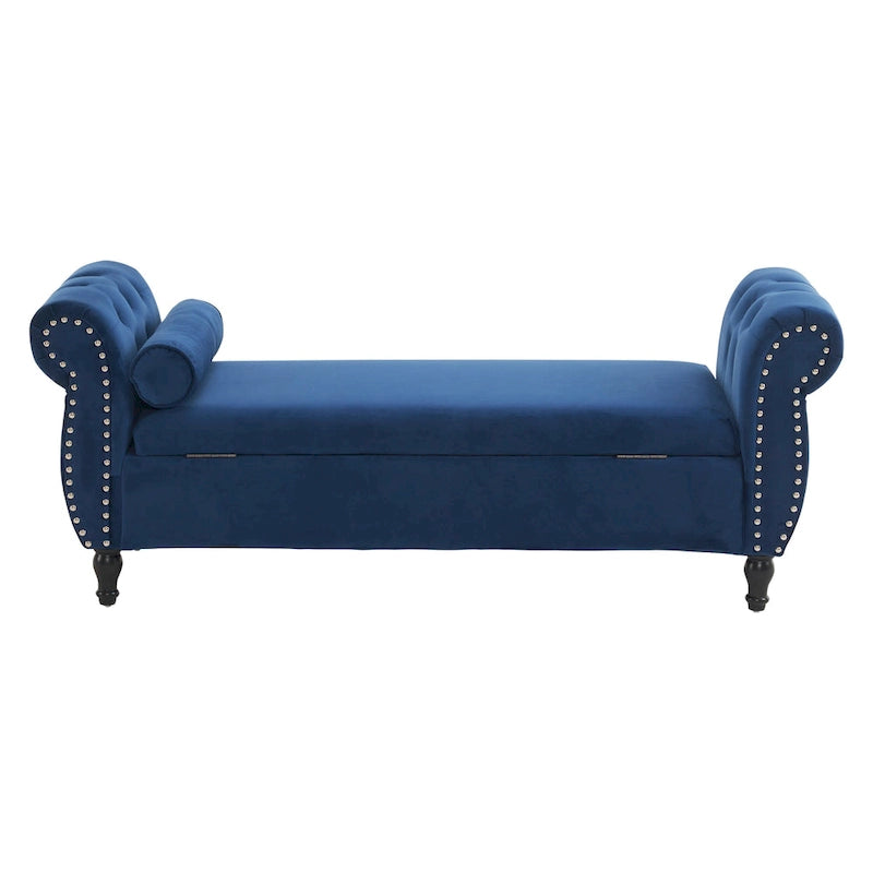 Xanthia Traditional Velvet Multifuntional Storage Ottoman Bench with Pillow by Christopher Knight Home