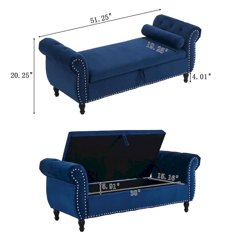 Xanthia Traditional Velvet Multifuntional Storage Ottoman Bench with Pillow by Christopher Knight Home
