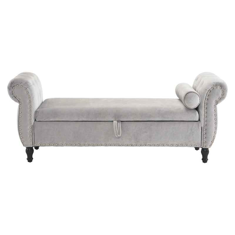 Xanthia Traditional Velvet Multifuntional Storage Ottoman Bench with Pillow by Christopher Knight Home