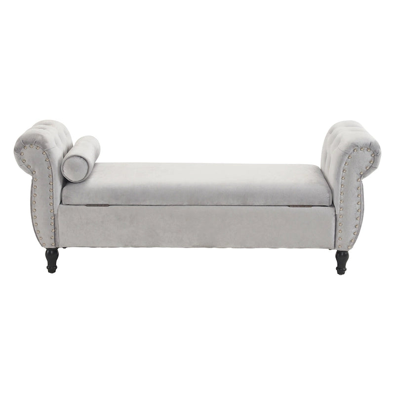 Xanthia Traditional Velvet Multifuntional Storage Ottoman Bench with Pillow by Christopher Knight Home