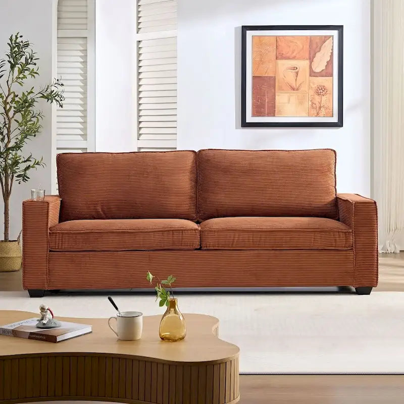 87.4 Inch Modern Design Sofa with Cup Holder and Storage Bags
