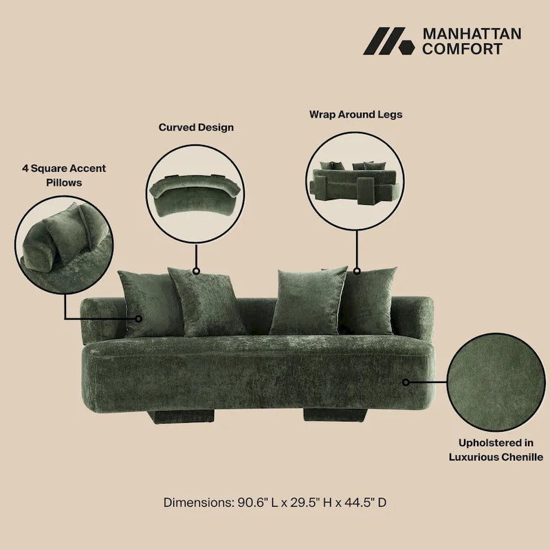 Manhattan Comfort 2 Piece Modern Verandah Chenille Multi Sofa Set