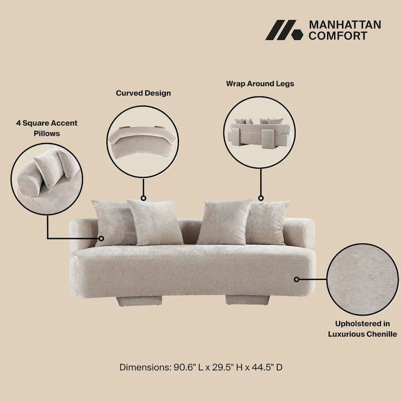 Manhattan Comfort 2 Piece Modern Verandah Chenille Multi Sofa Set