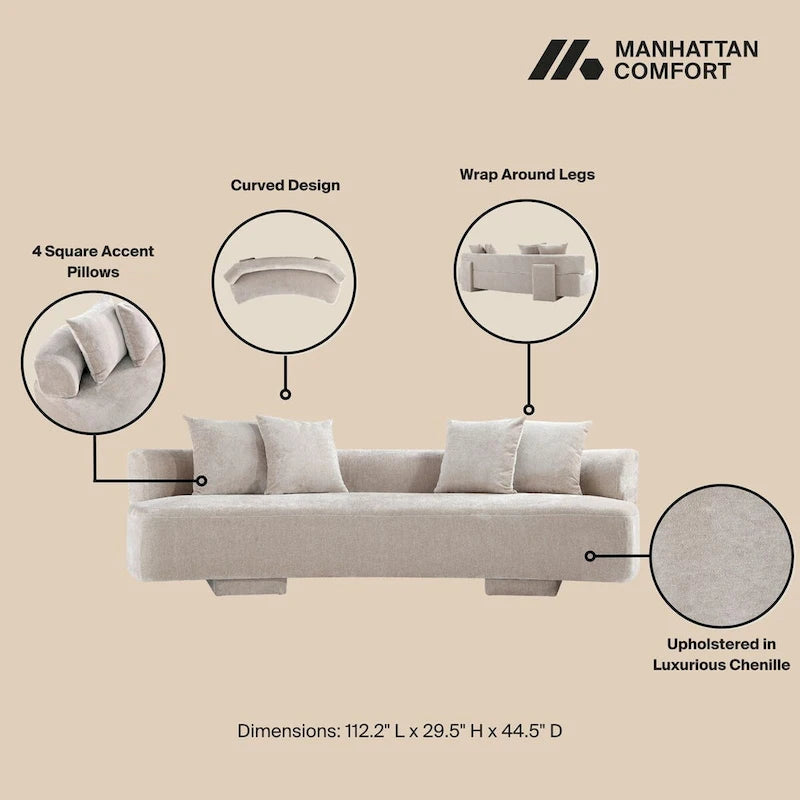 Manhattan Comfort 2 Piece Modern Verandah Chenille Multi Sofa Set