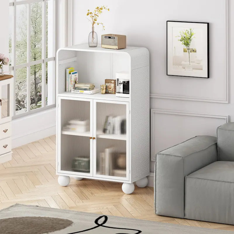 Freestanding Floor Cabinet With Glass Door
