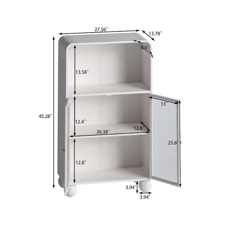 Freestanding Floor Cabinet With Glass Door