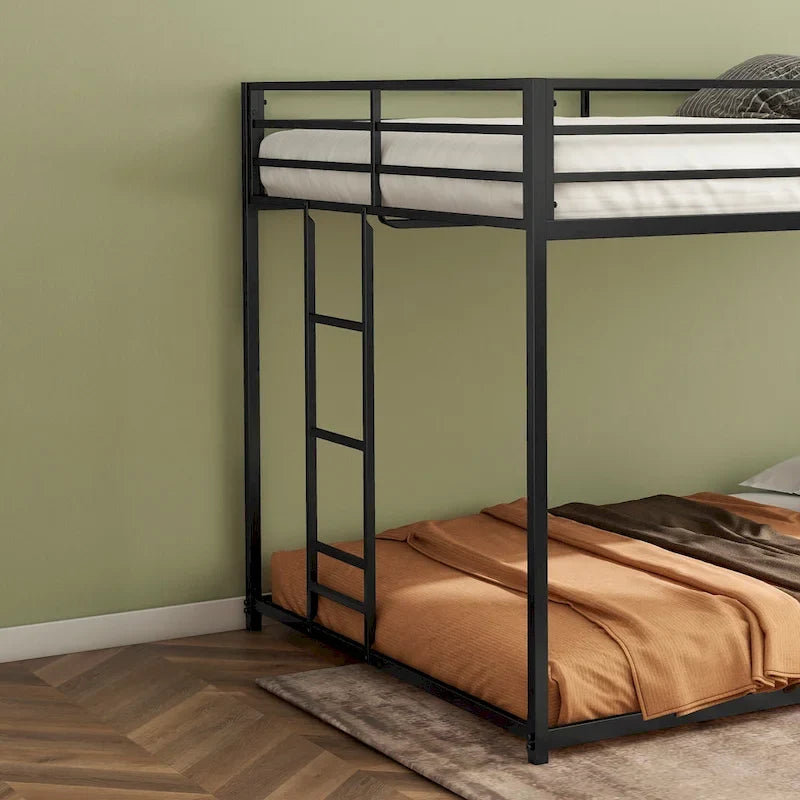Adin Modern Full Over Full Bunk Bed with Black Metal Guard Rail by Christopher Knight Home