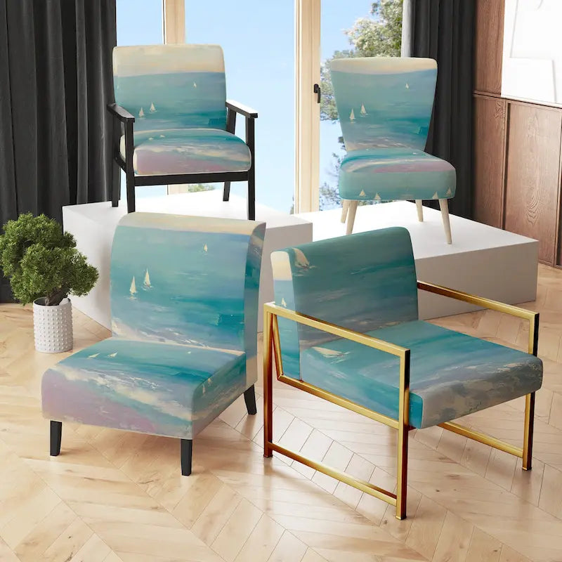 Designart From the Shore Upholstered Beach Accent Chair - Nautical & Coastal Arm Chair For Bedroom