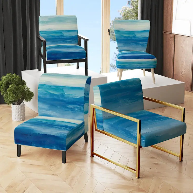 Designart From the Shore Upholstered Beach Accent Chair - Nautical & Coastal Arm Chair For Bedroom