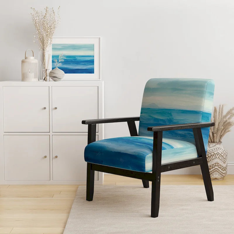 Designart From the Shore Upholstered Beach Accent Chair - Nautical & Coastal Arm Chair For Bedroom