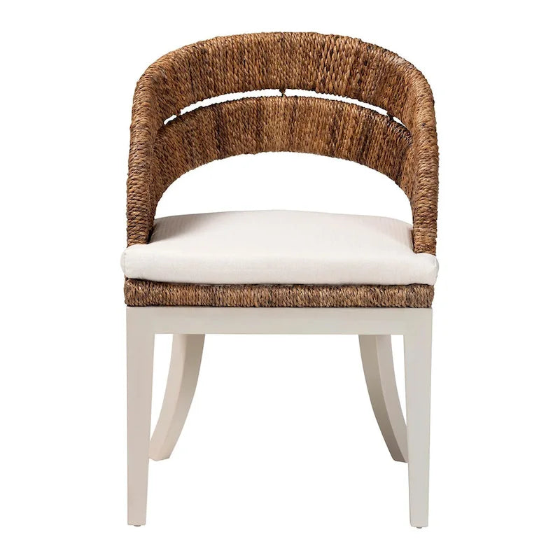 Ubud Bohemian Natural Seagrass and Mahogany Wood Dining Chair