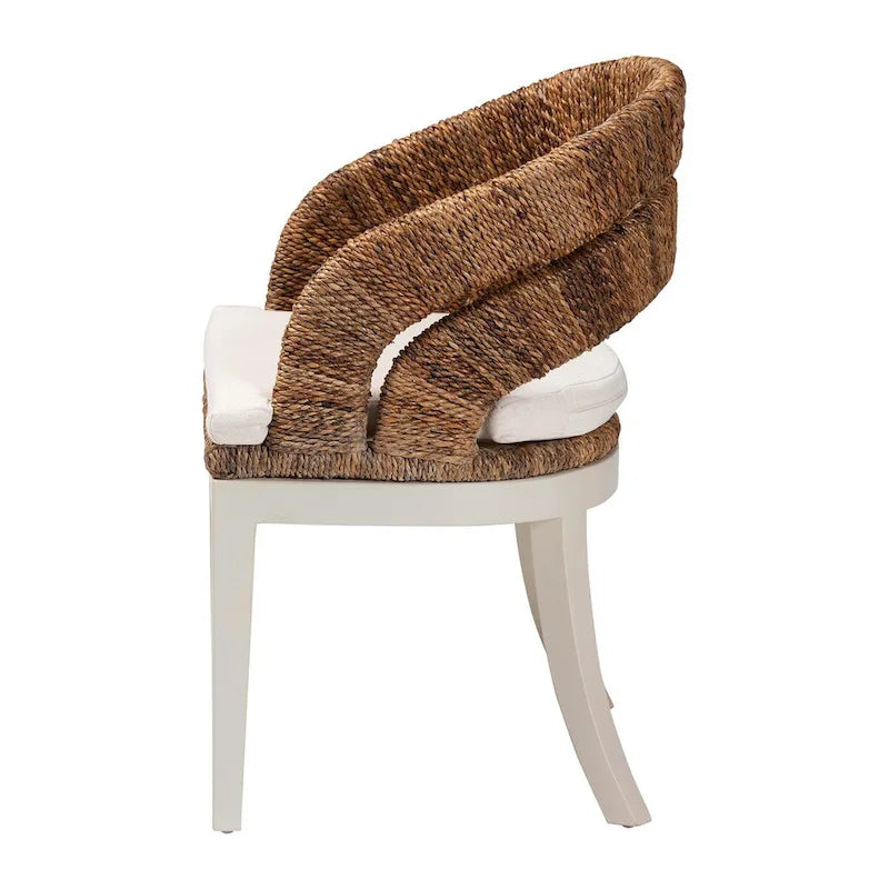 Ubud Bohemian Natural Seagrass and Mahogany Wood Dining Chair