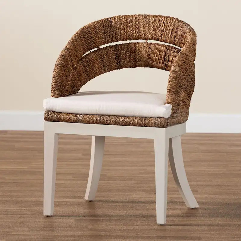 Ubud Bohemian Natural Seagrass and Mahogany Wood Dining Chair