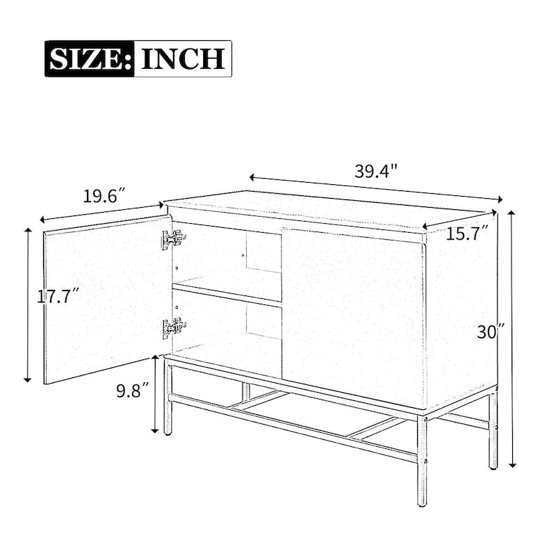 Minimalist & Luxury Cabinet 2 Door Sideboard with Metal Legs