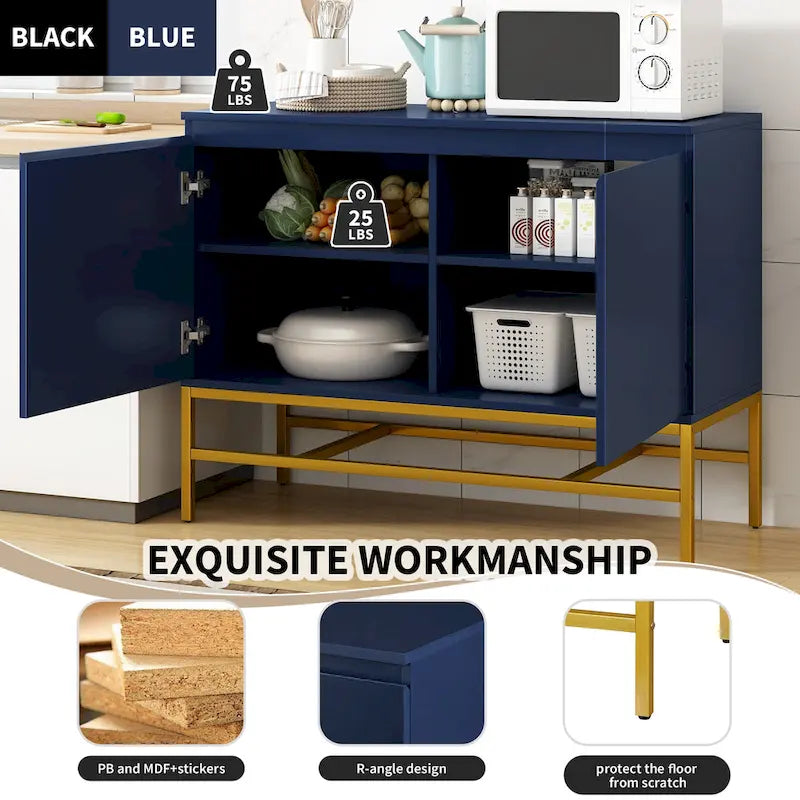 Minimalist & Luxury Cabinet 2 Door Sideboard with Metal Legs