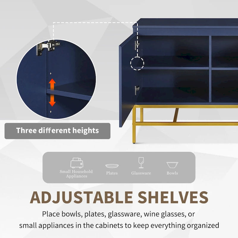Minimalist & Luxury Cabinet 2 Door Sideboard with Metal Legs