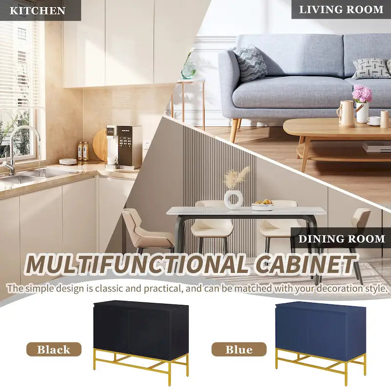 Minimalist & Luxury Cabinet 2 Door Sideboard with Metal Legs