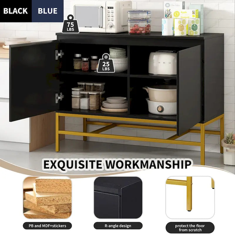 Minimalist & Luxury Cabinet 2 Door Sideboard with Metal Legs