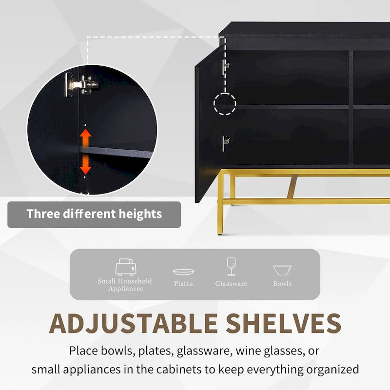Minimalist & Luxury Cabinet 2 Door Sideboard with Metal Legs